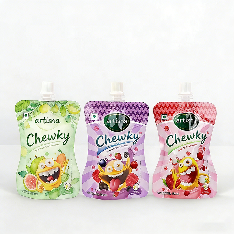 Custom Shaped Recyclable Stand up Pouch Bags with Spout for Juice Soda Beverage Packaging Gravure Printing