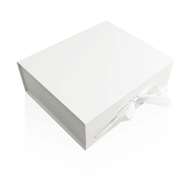 Ready to Ship Luxury White Magnet Flap Clothing Paper Box Foldable Magnetic Closure Gift Boxes with Ribbon