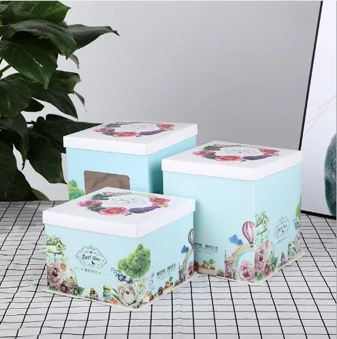Wholesale Customized Printing Luxury Black Large Capacity Transparent Plastic Cardboard Holiday Birthday Baking Bread Tall Cake Shaped Clear Squar Packaging Box