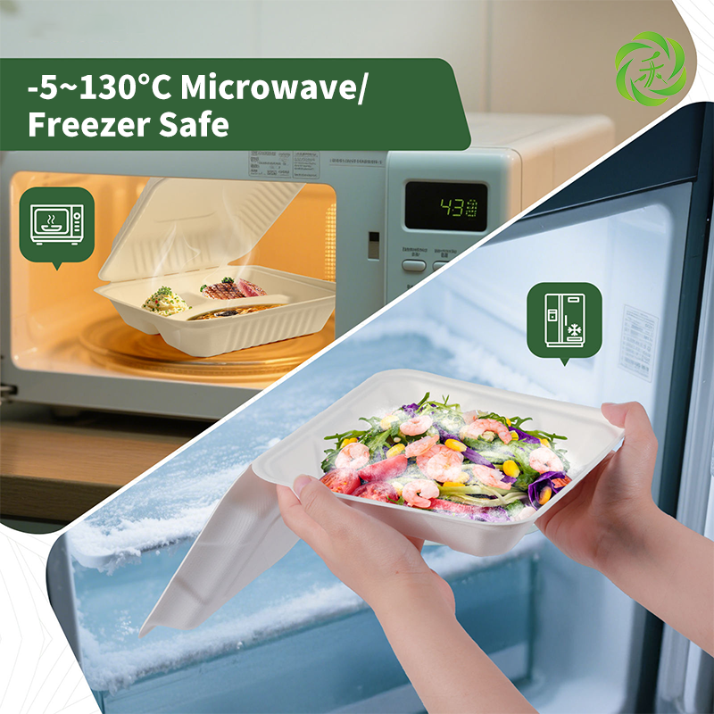 Biodegradable Disposable Cornstarch Go Tableware Box Clamshell Microwave Safe BPA Free 500ml-1400ml Food Container Takeaway