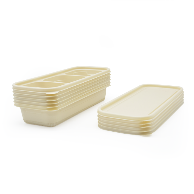 Biodegradable Corn Starch 2 Compartment Microwave Safe Waterproof &amp; Oilproof Disposable Lunch Box with Lid