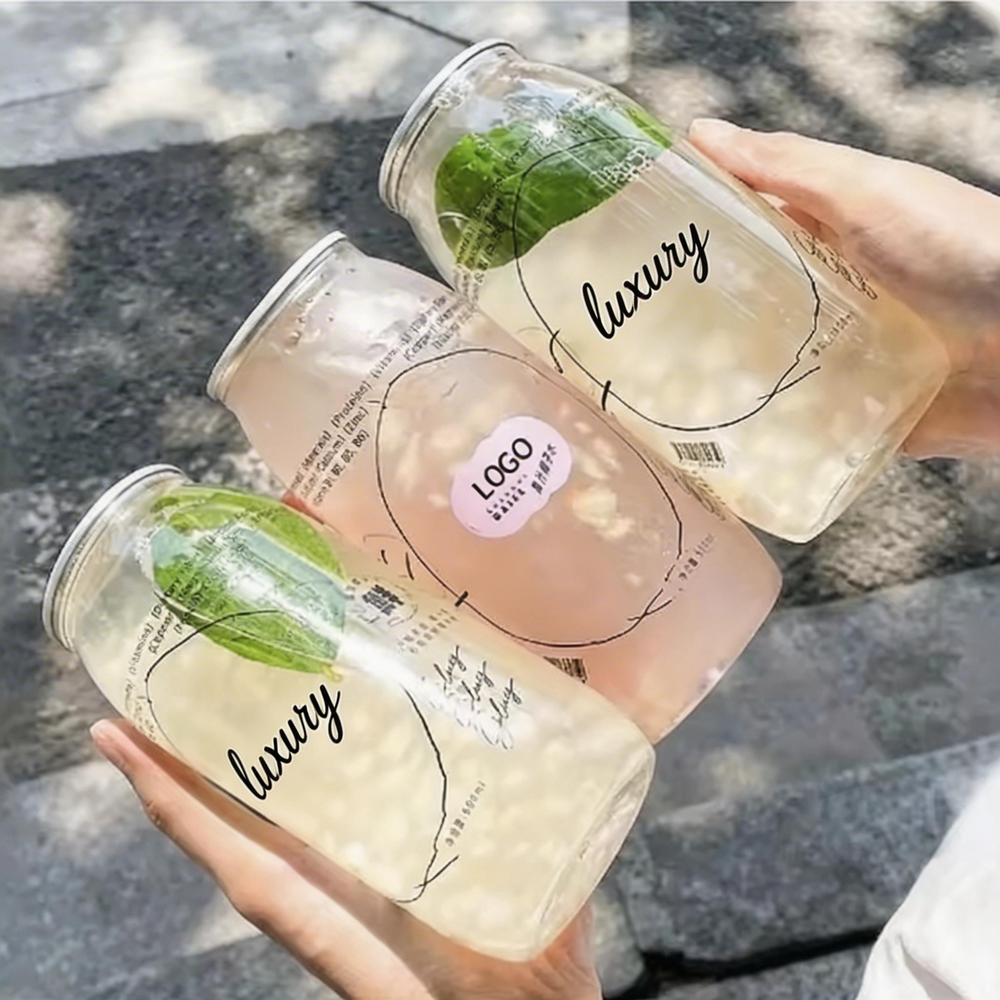 Custom PET Transparent Pop Cans 330ml 500ml Plastic Soda Cold Brew Coffee Juice Beverage Bottles