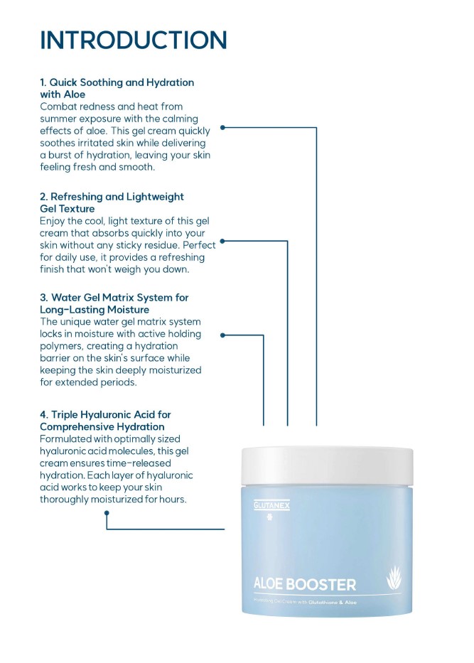 Glutanex Aloe booster concentrated anti inflammatory lightweight collagen boost soothing daily essence hypoallergenic luminous