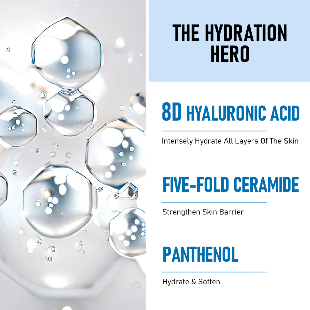 Private Label Daily Facial Care Foaming Moisturizer Hyaluronic Acid Ceramide Anti-Aging Beauty Skin Care Jelly Face Cleanser