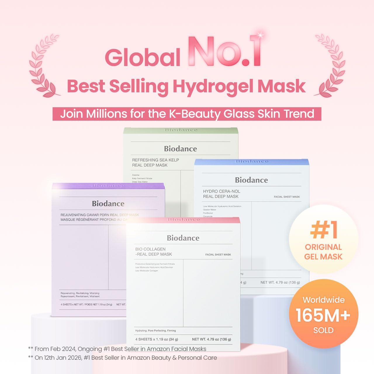 For Bio-Collagen Probiotics Hyaluronic Acid Hydrating Overnight Hydrogel Face Mask Pore Minimizing Elasticity Plumping