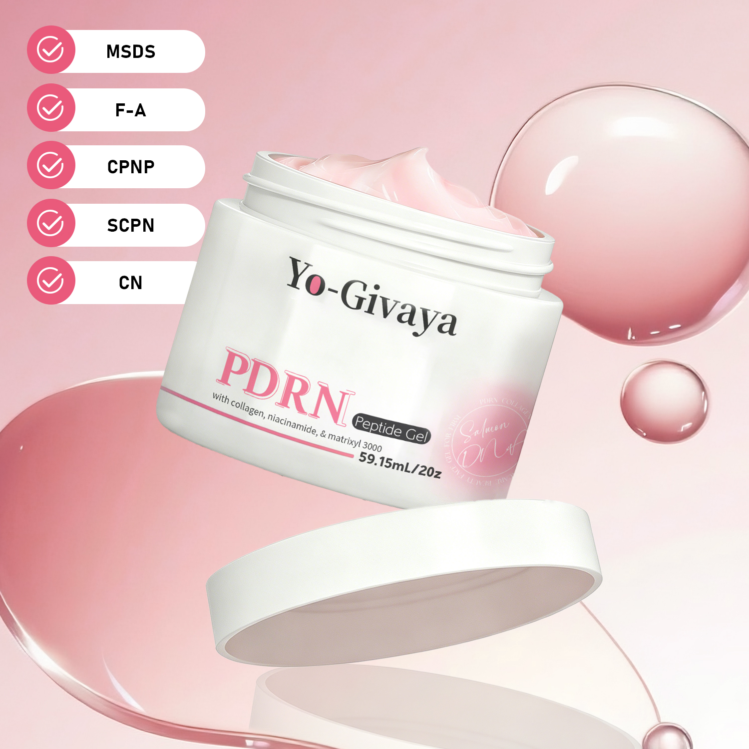 PDRN Collagen Peptide Gel OEM ODM Private Label Firming Hydrating Brightening with Niacinamide &amp; Matrixyl 3000 - Custom Formula