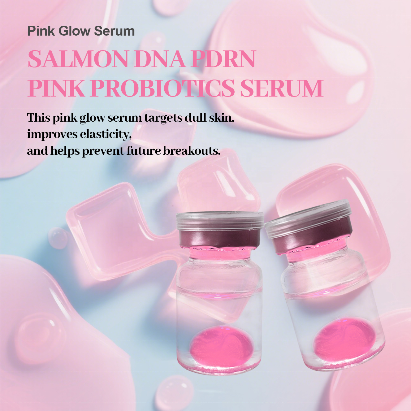 Best Selling PDRN Pink Multi-Effect Repair Ampoule Serum for Moisturizing Firming Whitening Brightening Anti-Oxidant
