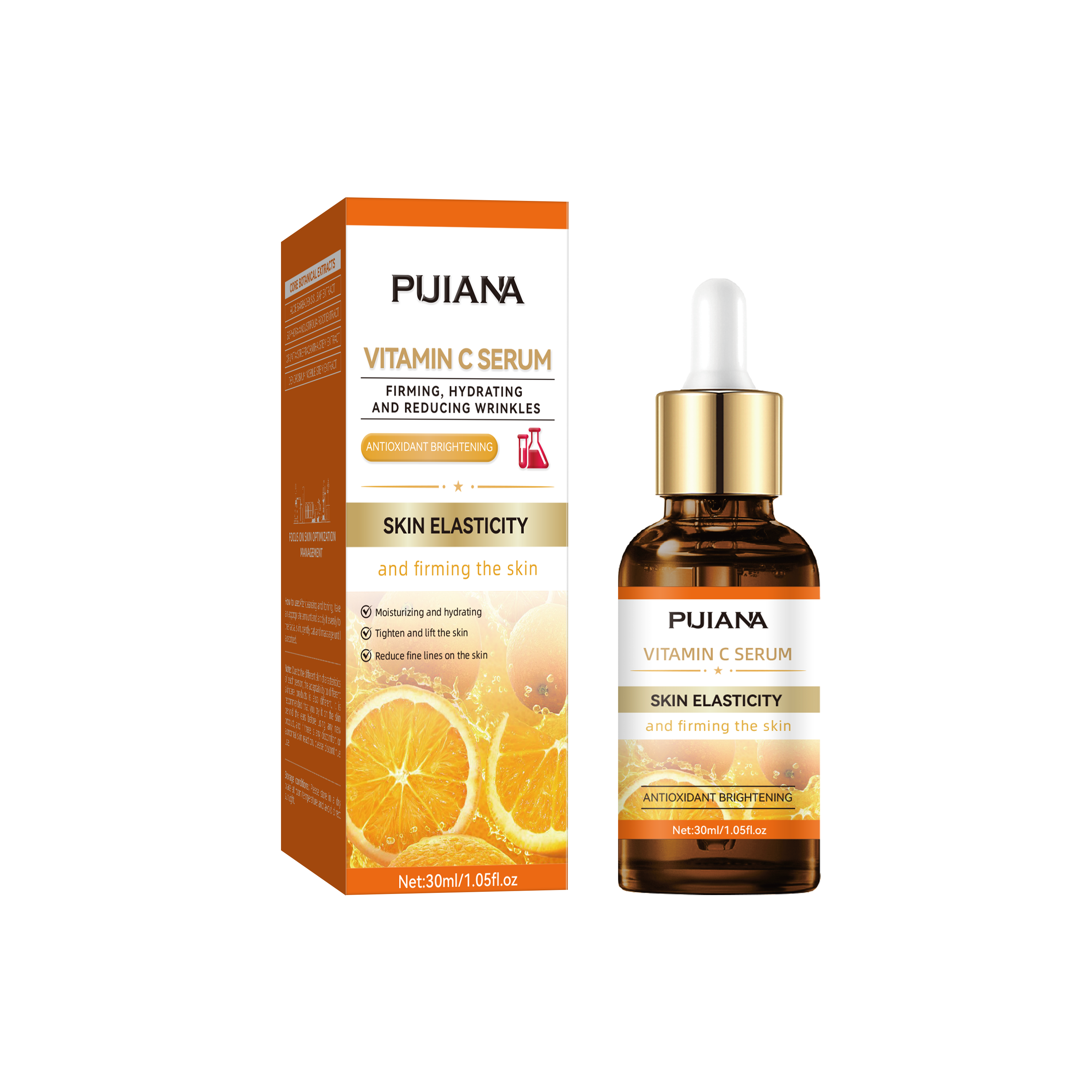 PUJIANA Vitamin C Serum Anti Aging Face Essence Brightening Firming Hydrating Serum for Reducing Fine Lines &amp; Sagging Skin