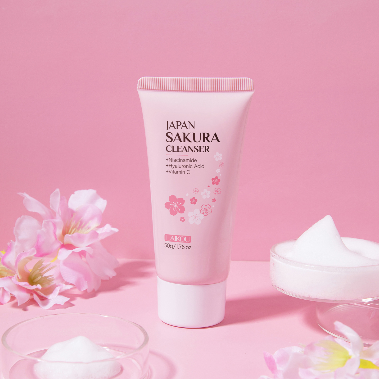 OEM Facial Cleanser 50g for Men Niacinamide Hyaluronic Acid Vitamin C-Moisturizing Pore-Cleansing Hydrating Skincare Products