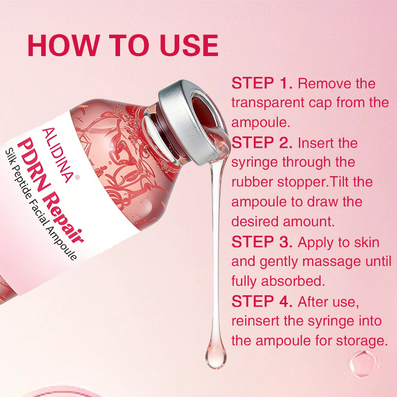 PDRN Repair Silk Peptide Facial Ampoule Face Lifting Serum,Intensive Tightening &amp; Smoothing &amp; Hydrating,Non-Greasy Face Serum