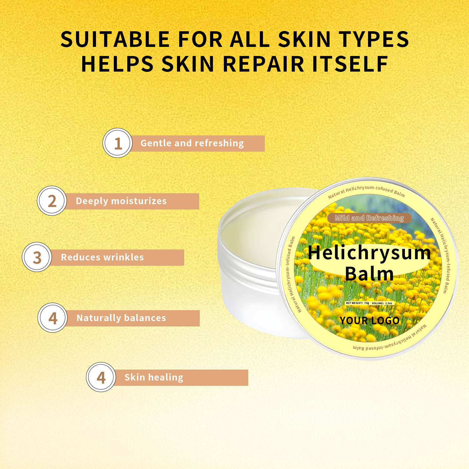 Manufacturer Herbal Helichrysum Balm Anti Aging Moisturizer Multi Plant Reduce Wrinkle Lines Skin Revitalizer Face Cream