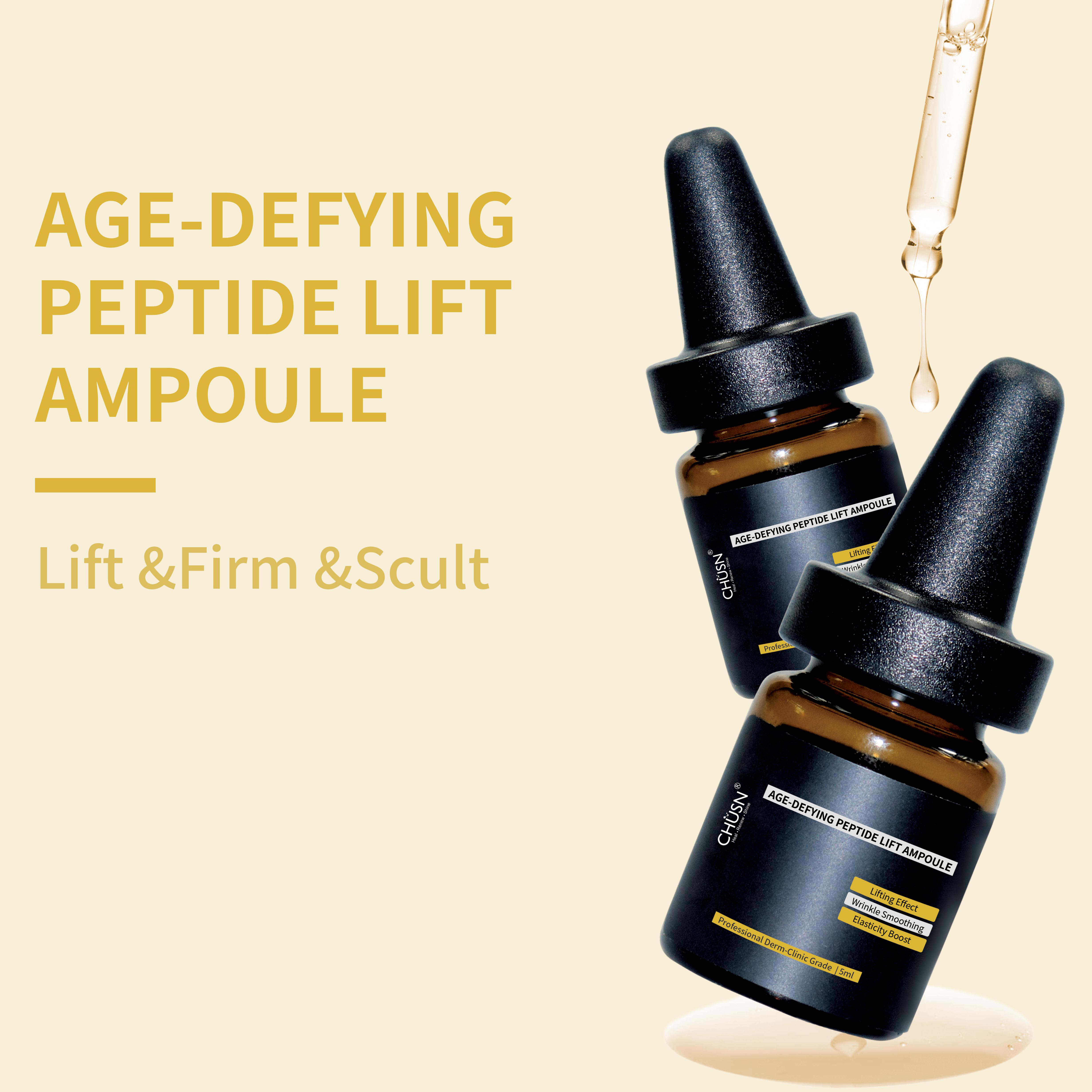 CHUSN Age-Defying Peptide Lift Ampoule for Wrinkle Smoothing &amp;Elasticity Boost, Professional Derm-Clinic Lifting Treatment Serum
