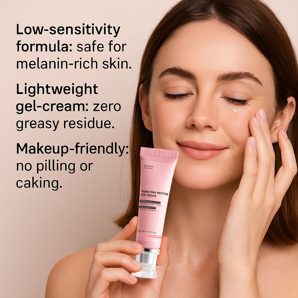 OEM Salmon PDRN Pink Peptide Eye Cream Firming Remove Fine Lines Anti Puffiness Dark Circles Under Eye Tightening Cream