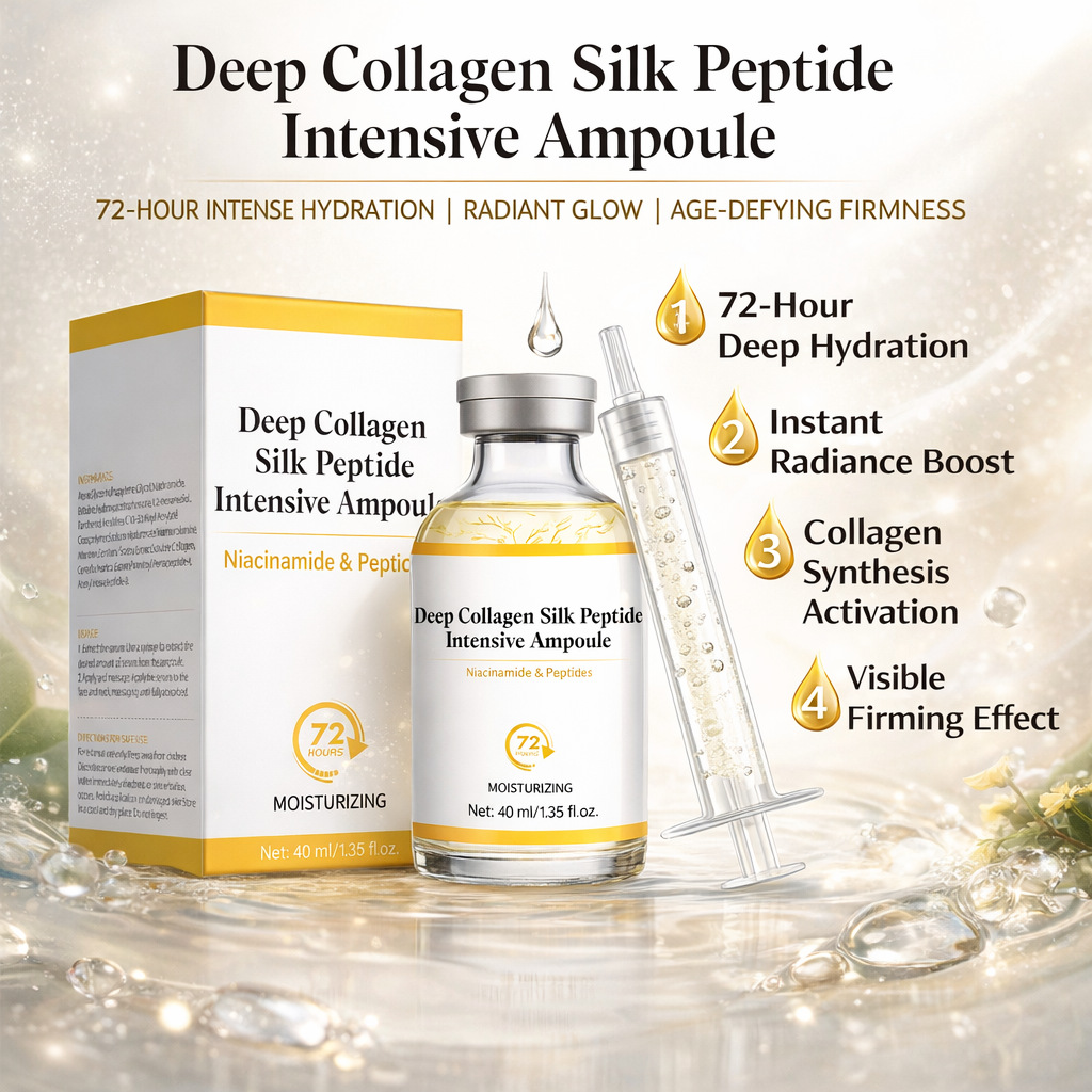 OEM High Quality Deep Collagen Silk Peptide Ampoule Wrinkles Fine Lines Smooth Firming Enhance Skin Elasticity Serum