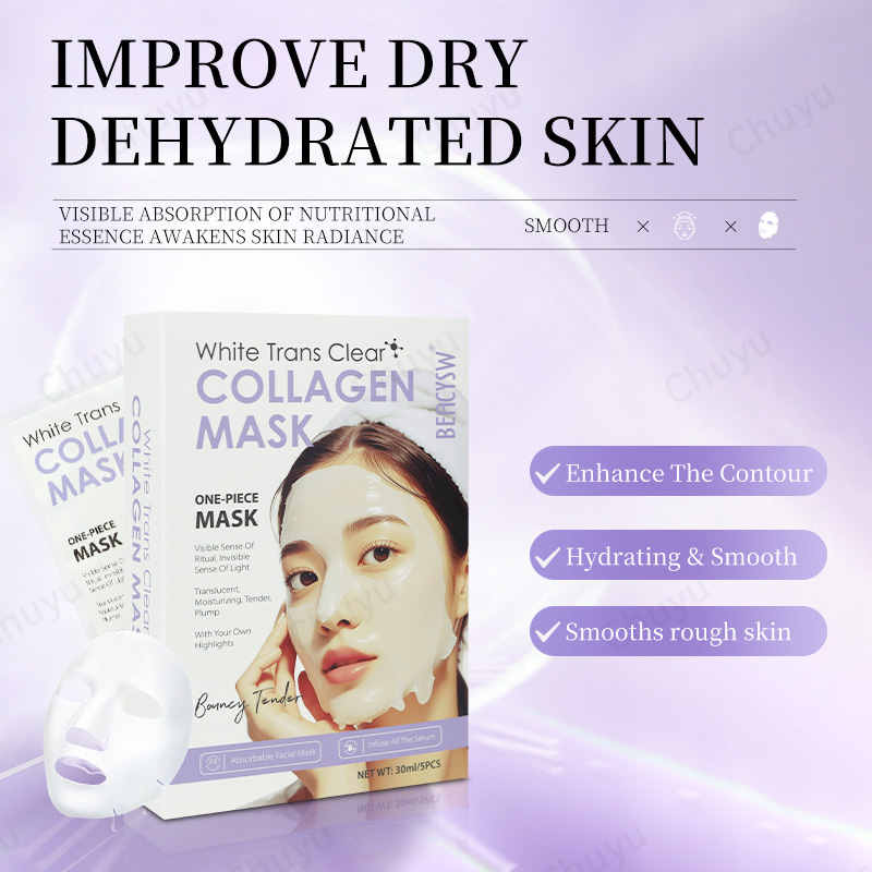 Radiant Glow Real Collagen Gel Facial Masks Skincare with Hyaluronic Acid &amp; Vitamin E, for Hydrating, Firming, Plumping
