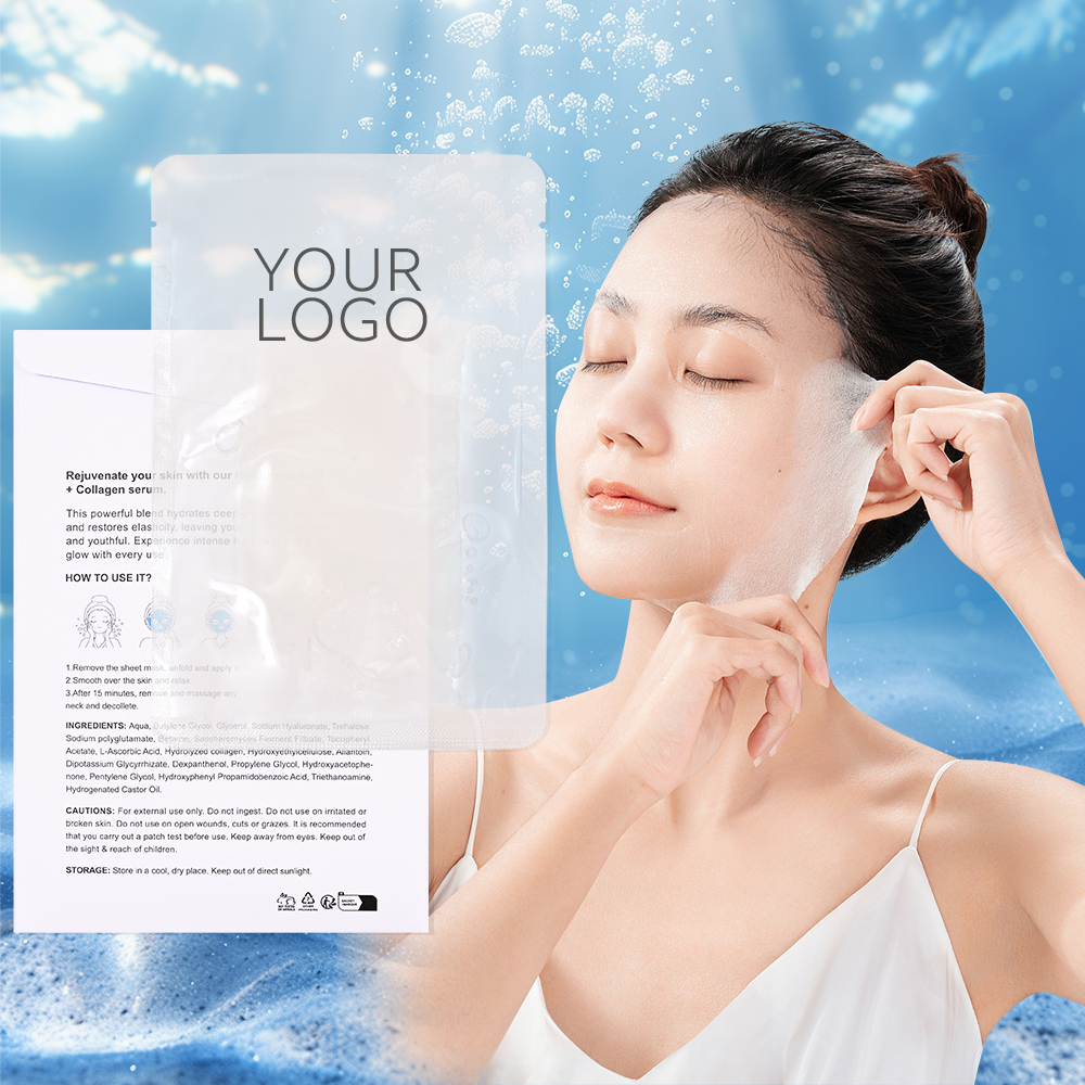 OEM Face Mask with Hyaluronic Acid Collagen Serum Hydrating Facial Mask for Dry Skin Anti-Aging Plump and Repair Dehydrated Skin