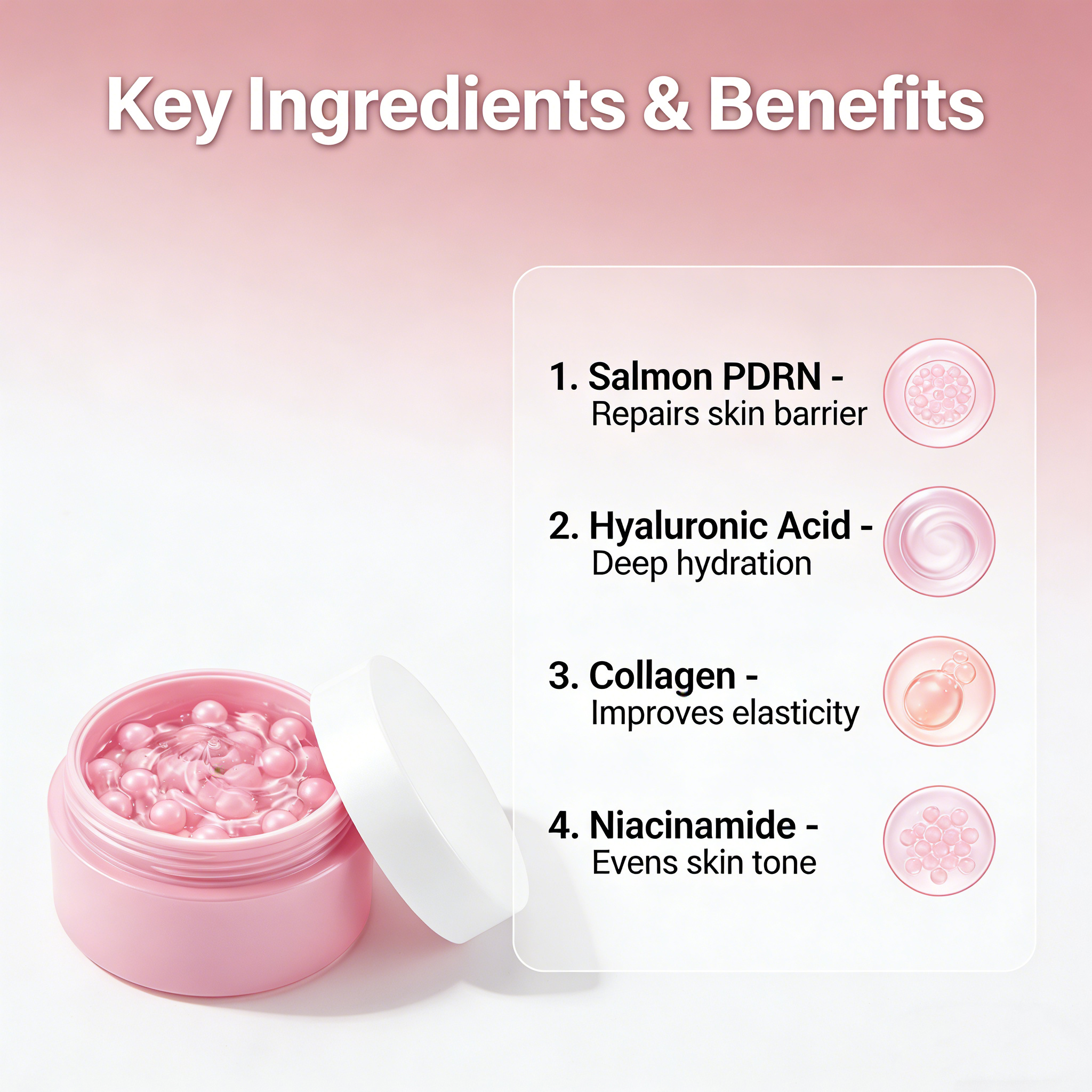 Anti Aging Capsule Cream Night Salmon DNA PDRN Pink Collagen Face Cream Natural Moisturizing &amp; Brightening