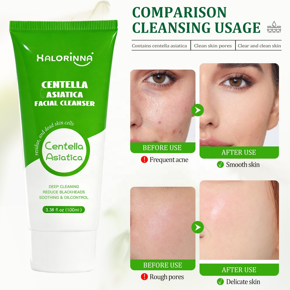 HALORINNA Hyaluronic Acid Facial Cleanser 100ml Mild Hydrating Face Wash for Dry Sensitive Skin OEM Wholesale