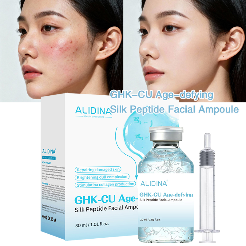 Private Label Fade Fine Lines GHK-CU Age-defying Silk Peptide Facial Ampoule Face Lifting &amp; Smoothing &amp; Hydrating Face Serum