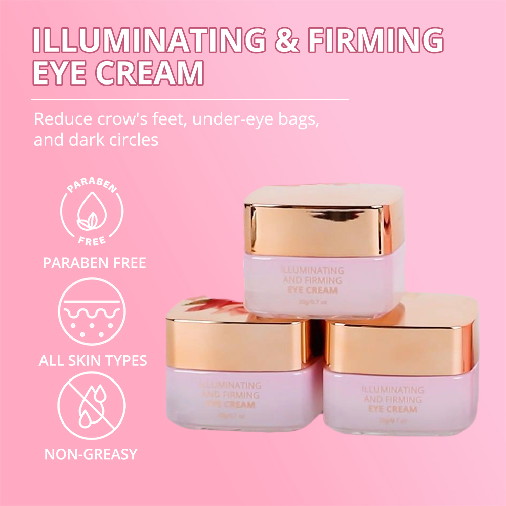 Cruelty Free Anti Aging Anti Wrinkle Eye Bags Removal Tightening Under Eye Serum Cream Pink Illuminating and Firming Eye Cream