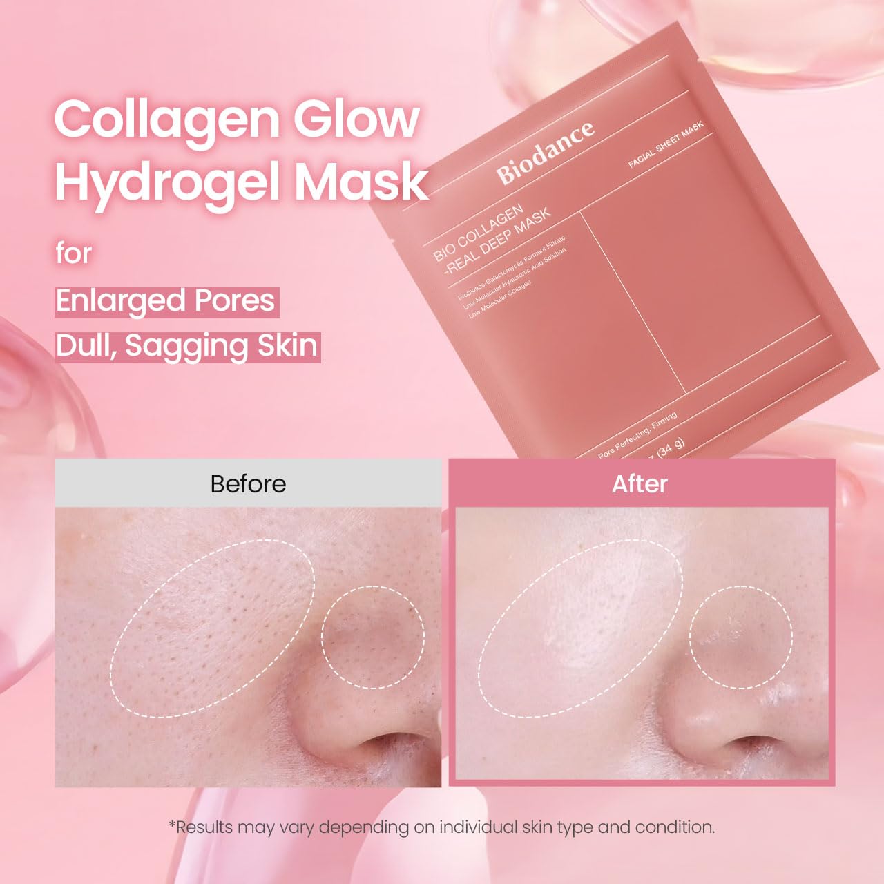 For Bio-Collagen Probiotics Hyaluronic Acid Hydrating Overnight Hydrogel Face Mask Pore Minimizing Elasticity Plumping