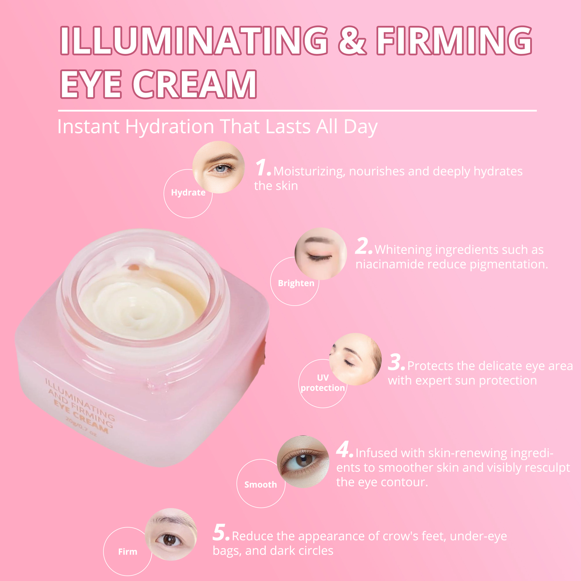 Collagen Peptides Skin Care Cream Moisturizing Firming Eye Cream Private Label Eye Cream for Dark Circles Fine Lines Removal