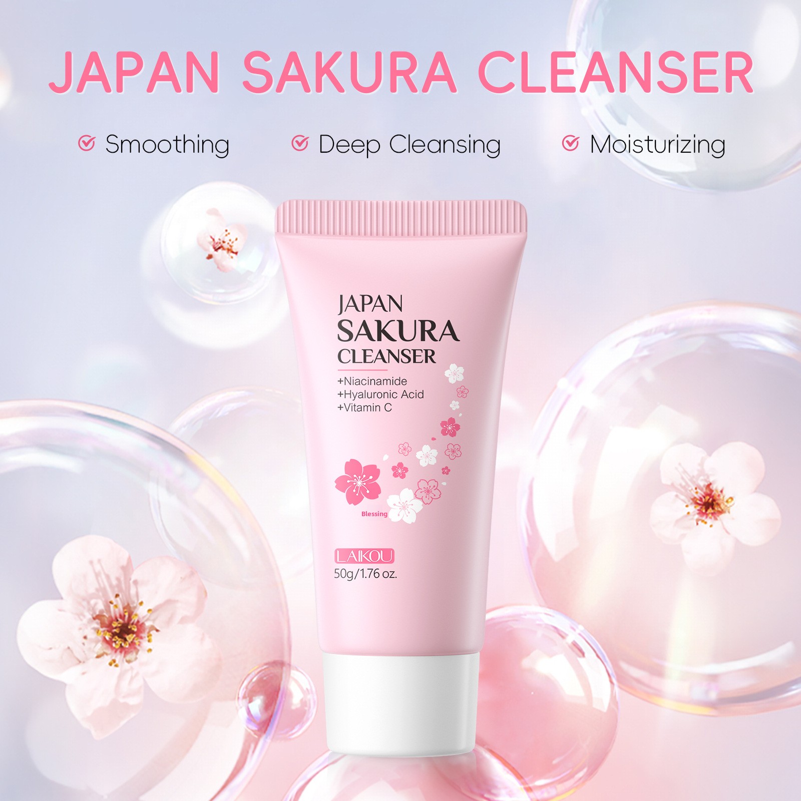 OEM Facial Cleanser 50g for Men Niacinamide Hyaluronic Acid Vitamin C-Moisturizing Pore-Cleansing Hydrating Skincare Products