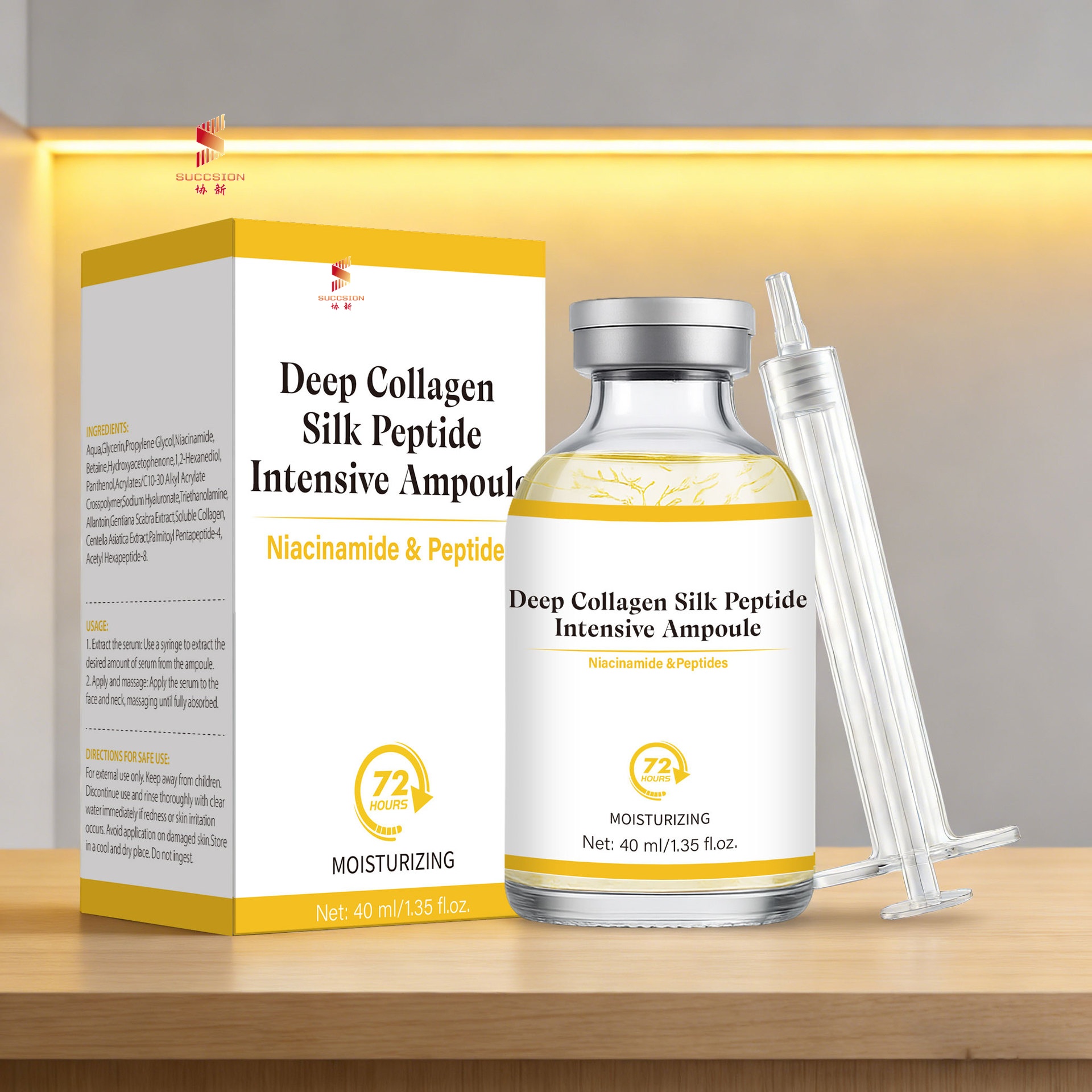 OEM High Quality Deep Collagen Silk Peptide Ampoule Wrinkles Fine Lines Smooth Firming Enhance Skin Elasticity Serum