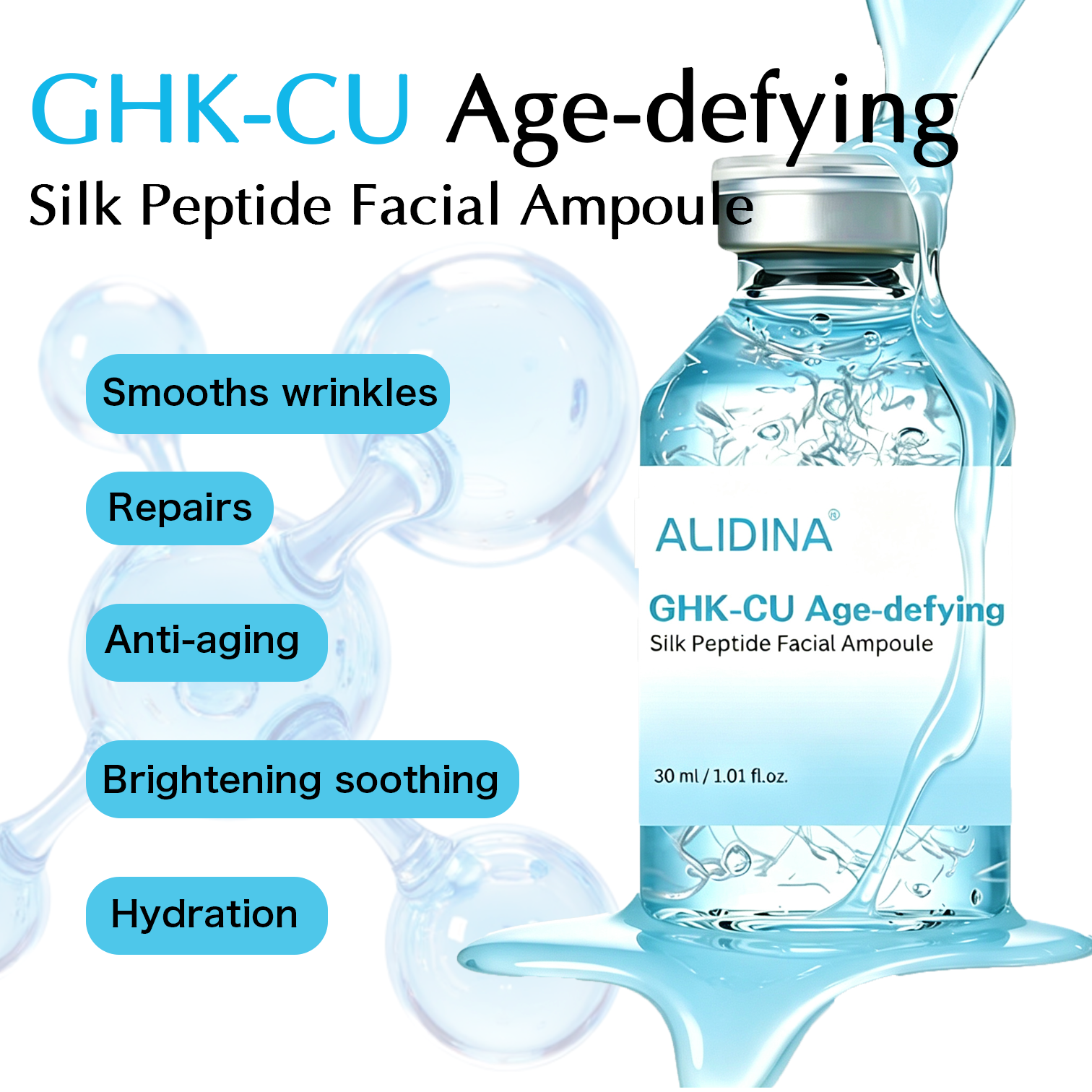 ZS GHK-CU Copper Peptide Anti-aging Ampoule Deep Collagen Multi Peptide PDRN for Face Tightening, Lifting, Smoothing, Hydrating