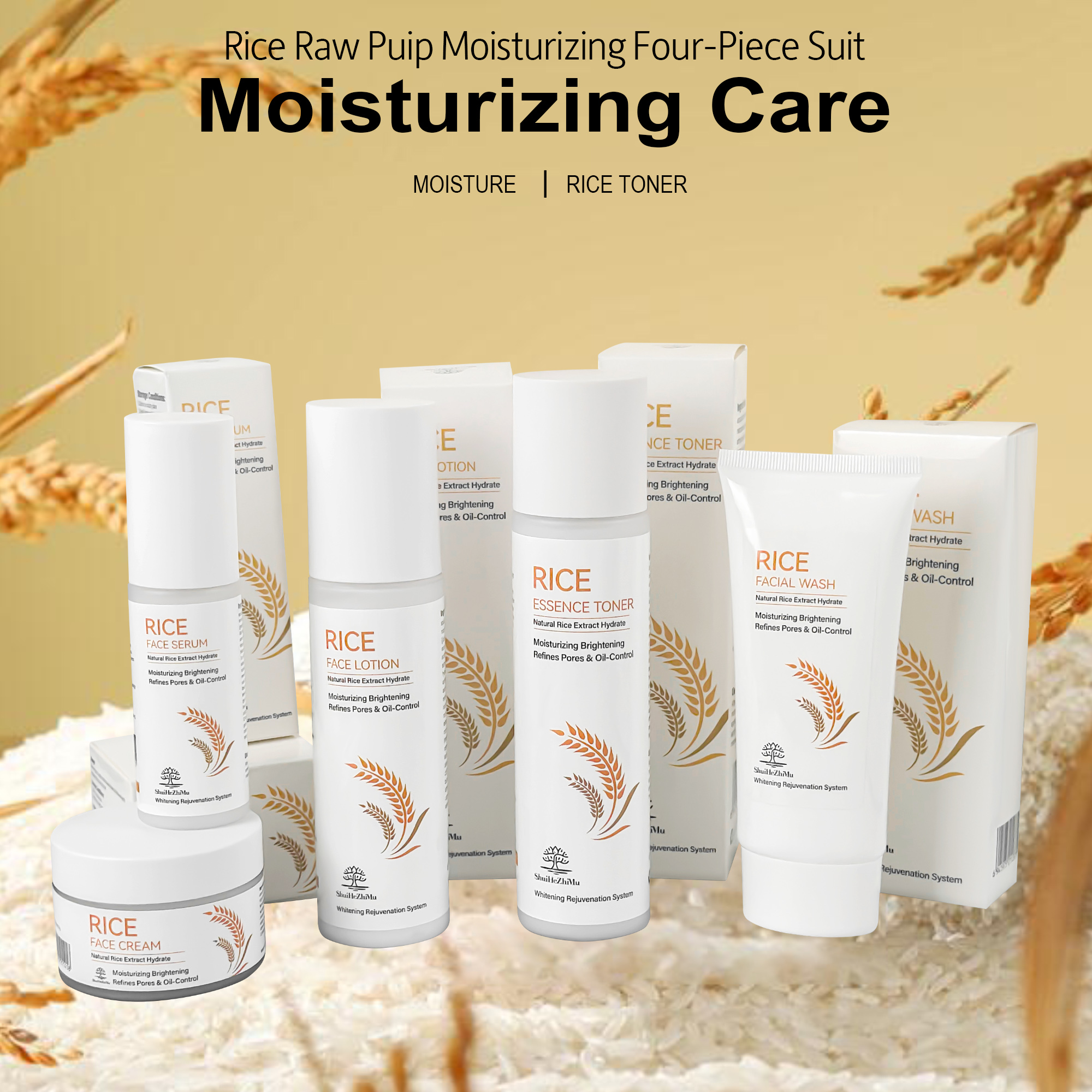 Korean Vegan Facial Rice Skin Care Set Toner Soothing Repairing Moisturizing Face Moisturizer Water Rice Toner