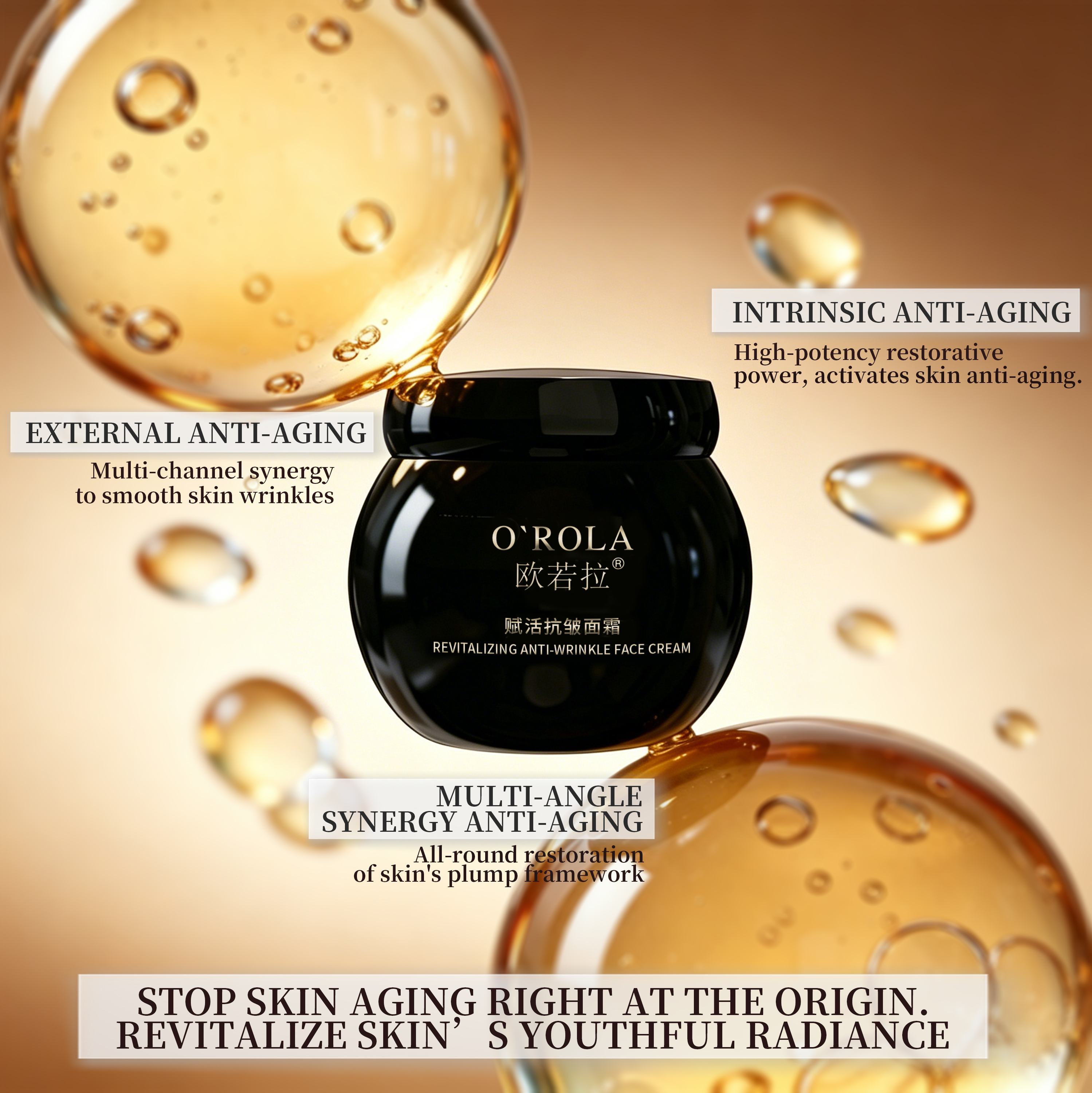 O'ROLA Private Label Anti Wrinkle Face Cream Peptide Collagen Firming Moisturizing Night Repair Treatment OEM Custom Logo 50g