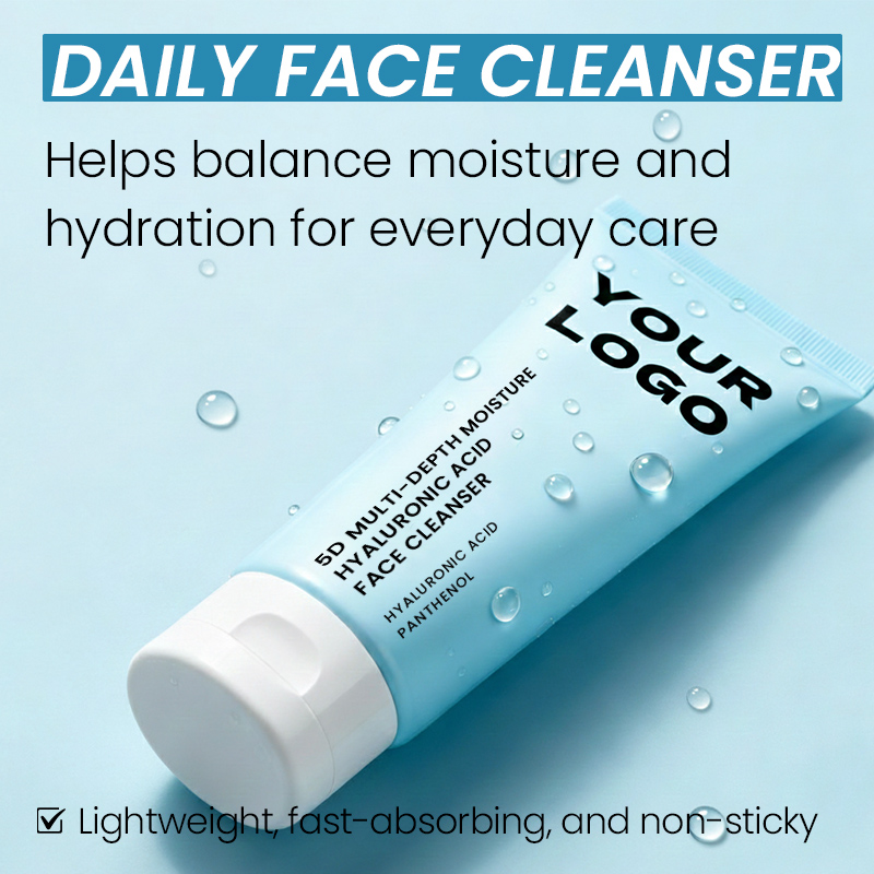 Woman Man Vegan Hydrating Hyaluronic Acid Cleansing Foam Private Label Organic Skin Care Face Wash Facial Cleanser