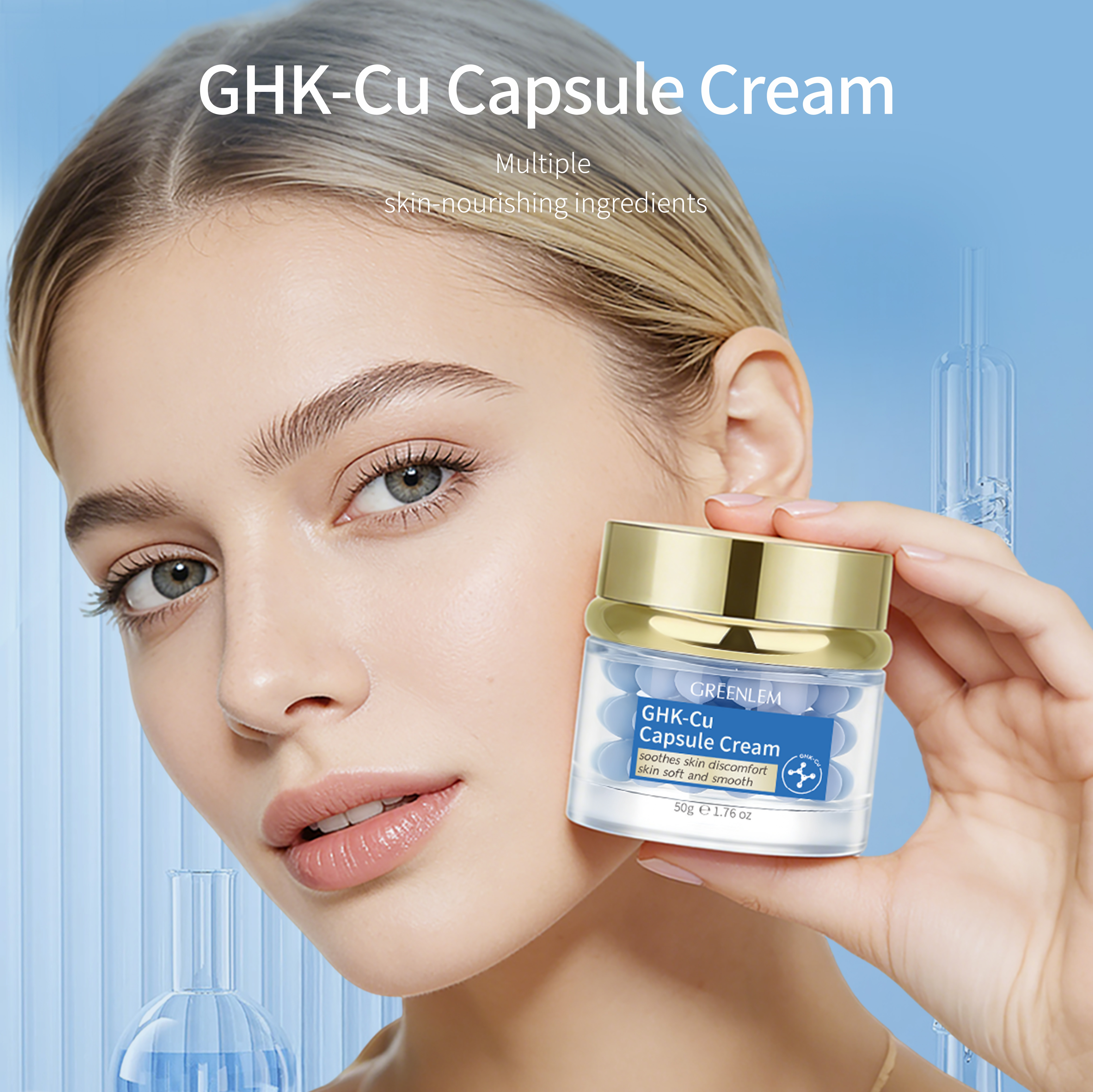 GREENLEM Copper Peptide Face Moisturizer Cream - Anti Aging Anti Wrinkle Night Cream With Hyaluronic Acid