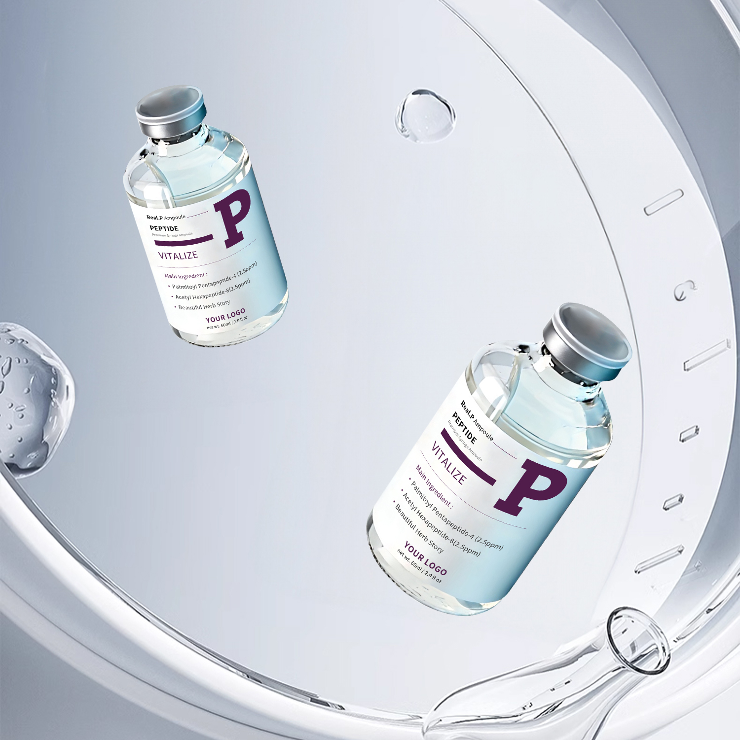 60ml Advanced Real Peptide Ampoules Liquid Fast Effective Skin Revitalizer Whitening Moisturizer Anti Aging Wrinkle Removal