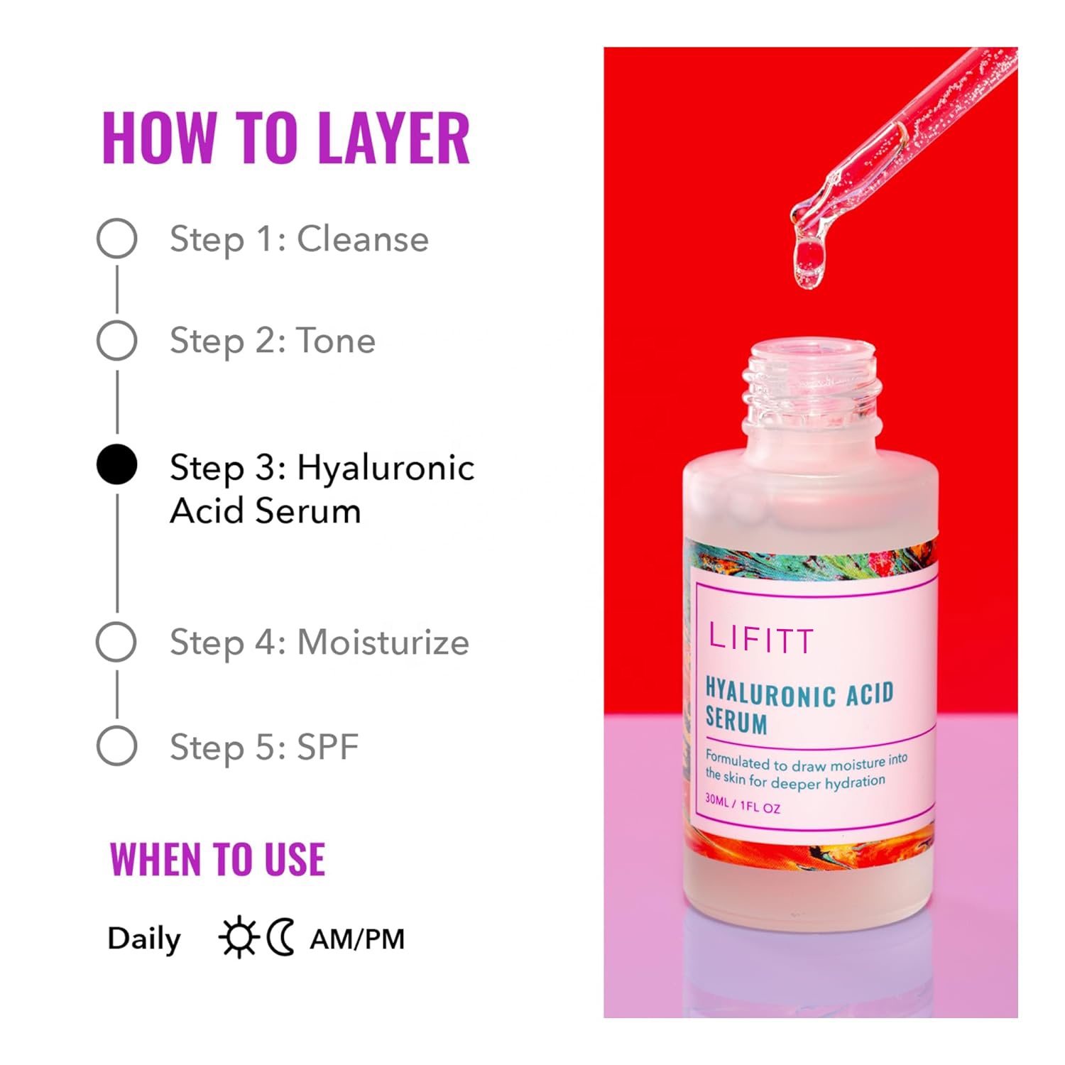 Lifitt Hyaluronic Acid Vitamin C Niacinamide Essence Anti-Aging Whitening Deep Moisturizing Face Body Serum
