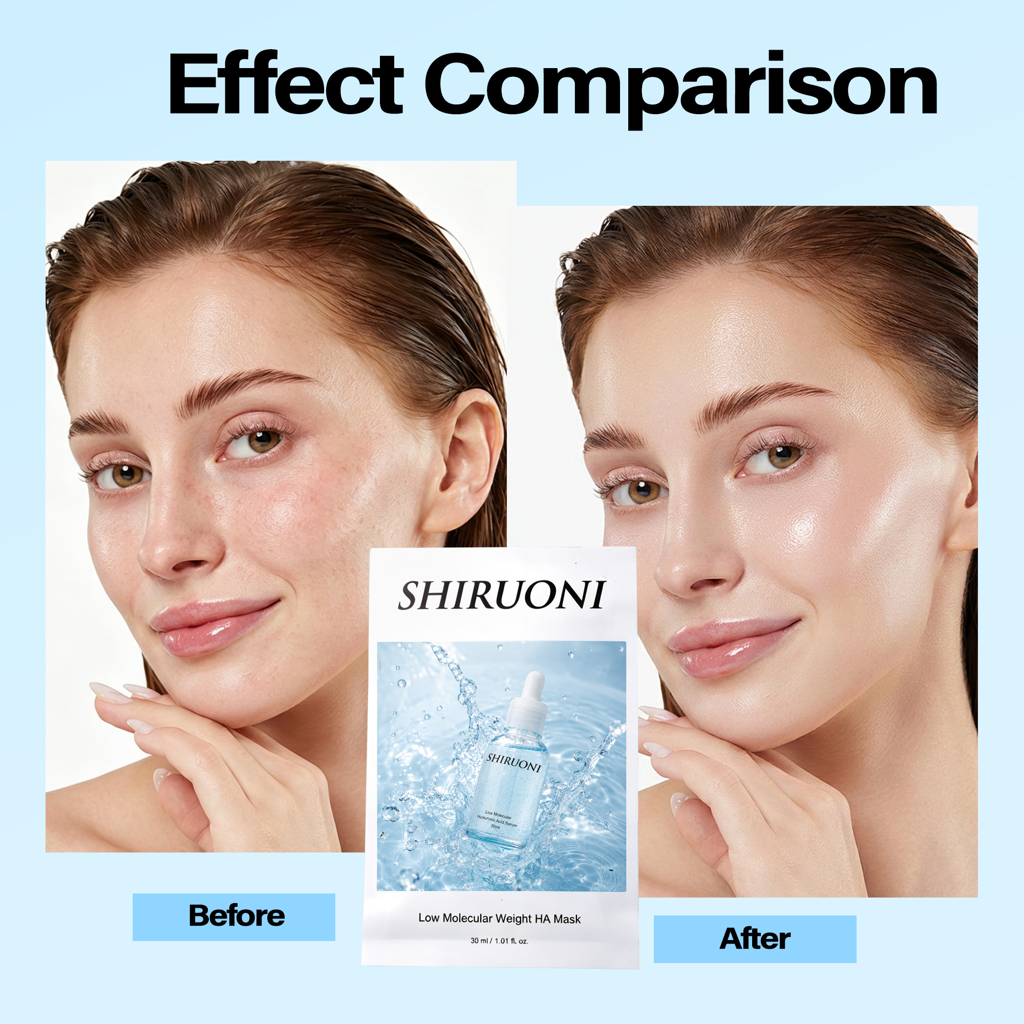 OEM ODM Low Molecular Weight HA Mask with 5D Hyaluronic Acid Long-Lasting Moisture Calms Sensitive Skin Plump Dewy Finish