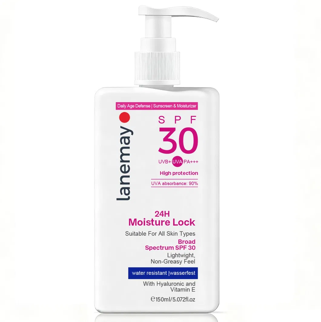 SPF 30 24 Hours Daily Facial Moisturizer Cream Lotion for Skin Types Lightweight Non-Greasy Feel Water Resistant Wasserfest with Hyaluronic And vitamin E