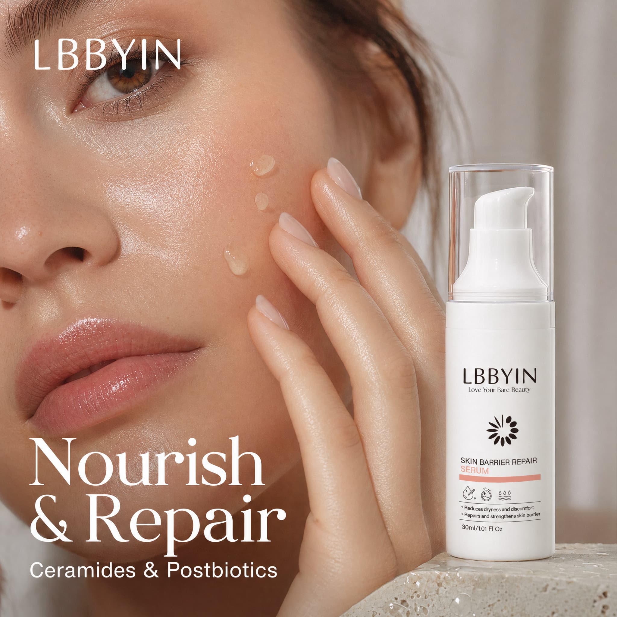 Recovery Face Serum Ceramide Postbiotic Soothing Essence Ultra Hydrating Repairing Serum for Sensitive Skin Barrier Repair