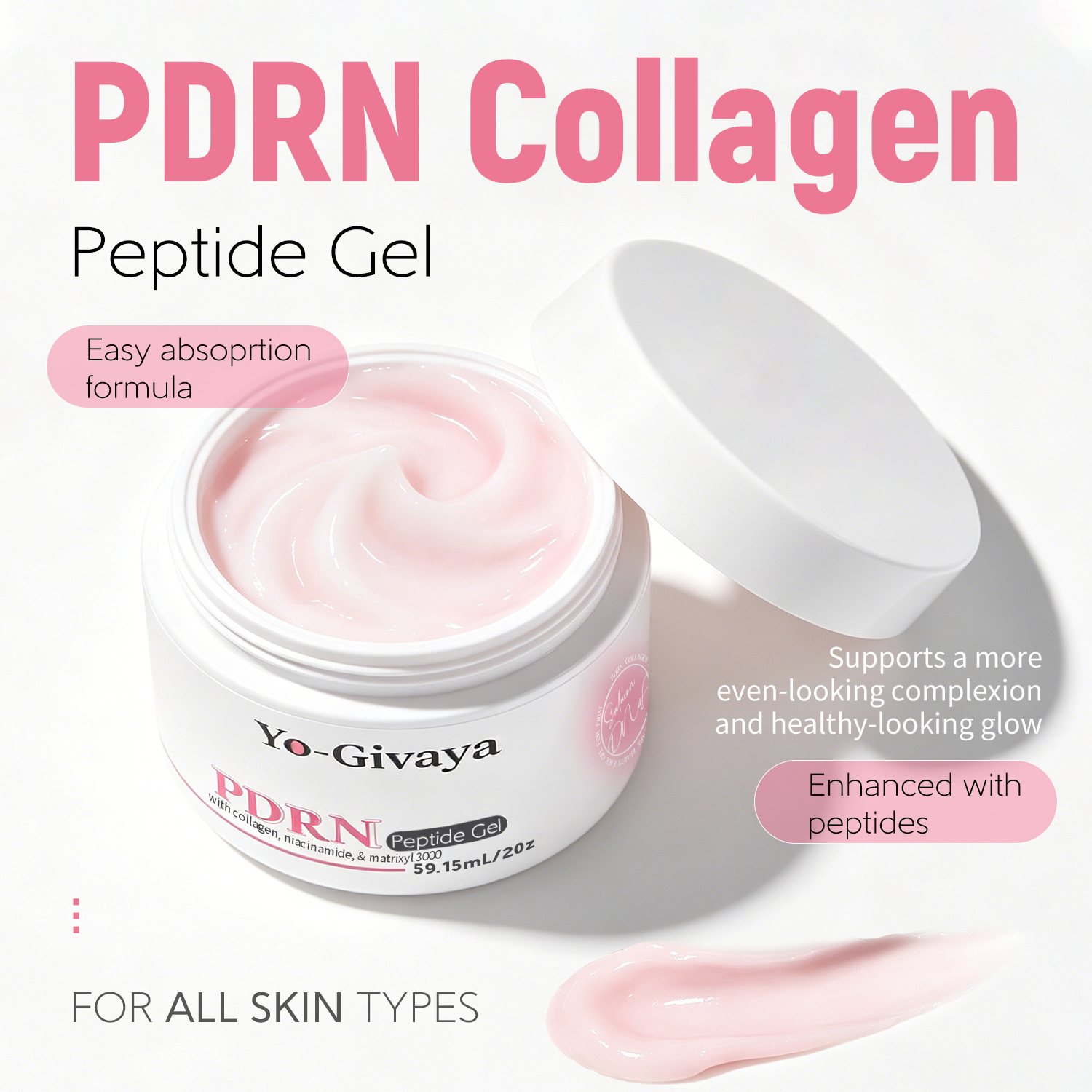 PDRN Collagen Peptide Gel OEM ODM Private Label Firming Hydrating Brightening with Niacinamide &amp; Matrixyl 3000 - Custom Formula