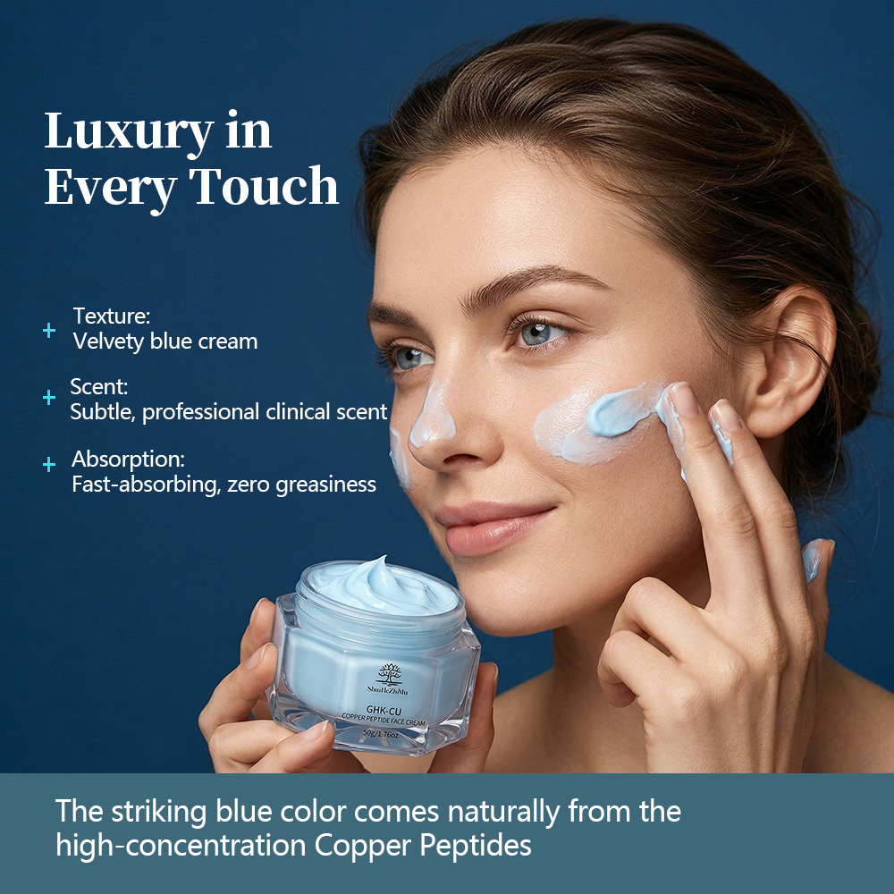 OEM Private Label GHK-Cu Blue Copper Peptide Night Cream Intensive Repair Anti-Aging Firming Lifting Professional Skincare 50g