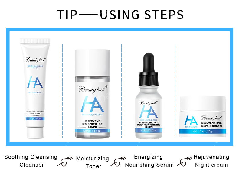 Travel Kit for All Skin Types Hyaluronic Acid Face Cream Serum Toner Cleanser by Skin Care Set