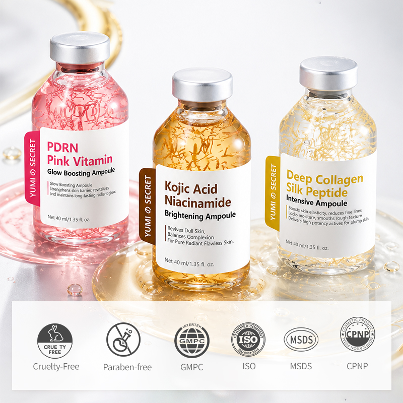 Custom Logo Deep Collagen Gold Silk Peptide Intensive Lifting Ampoule Skin Radiance Restoring Fine Line Smoothing Face Care 40ml