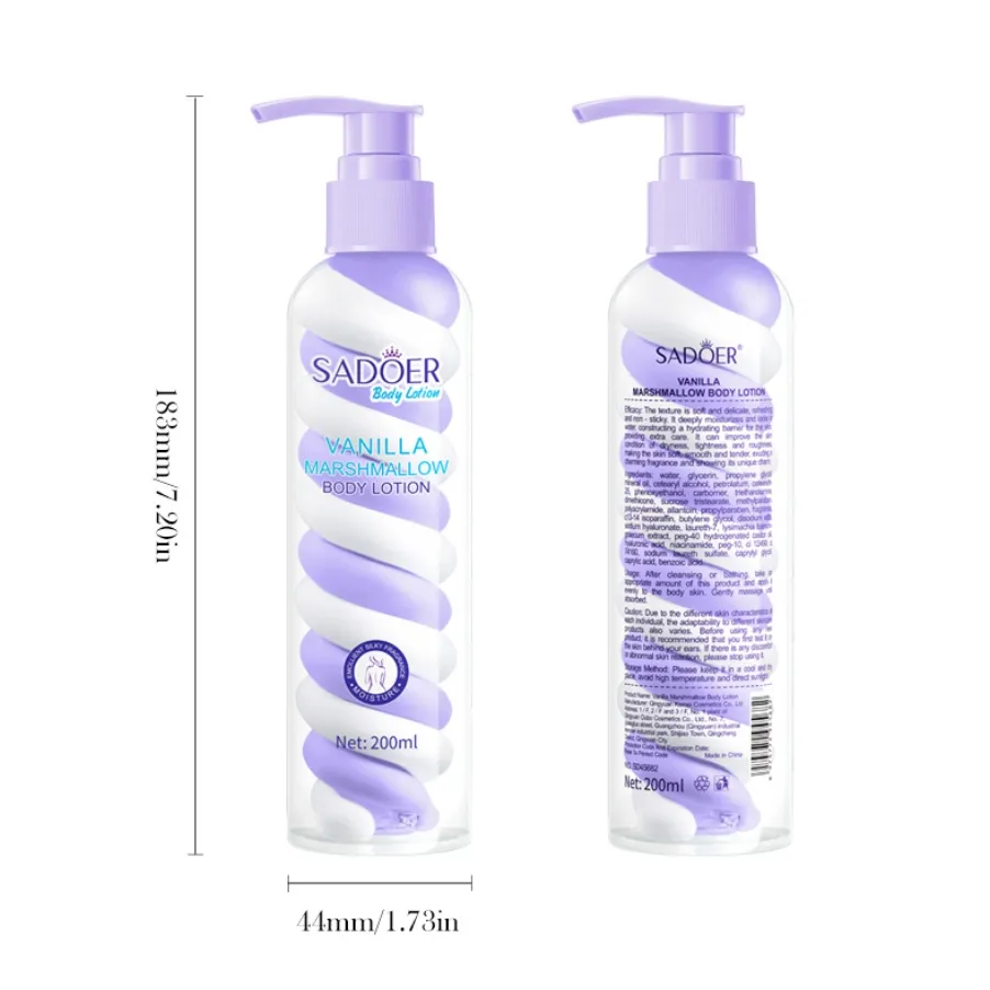 Online Sale 200ml Cotton Candy Body Milk Moisturizing Aroma Niacinamide Avocado Body Lotion with Fragrance Whitening Face Body Cream Lotion