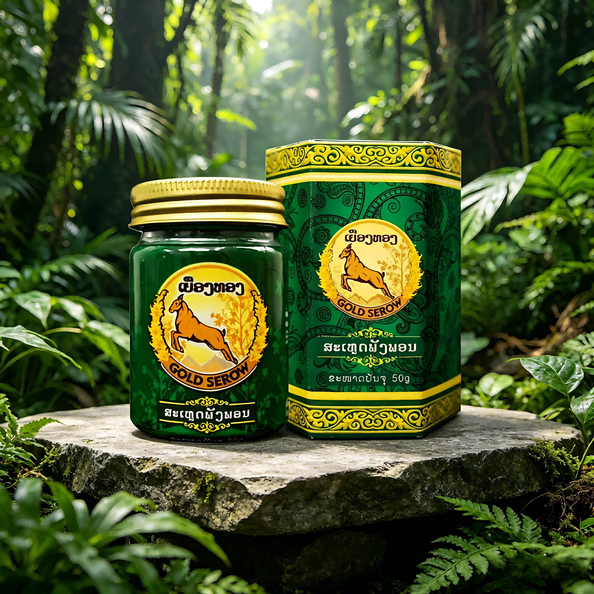 Gold Serow Green Herbal Balm Lemongrass Essential Oil Fragrance-Free Fresh Fragrance Bruises Stiffness Relief Children's Daily