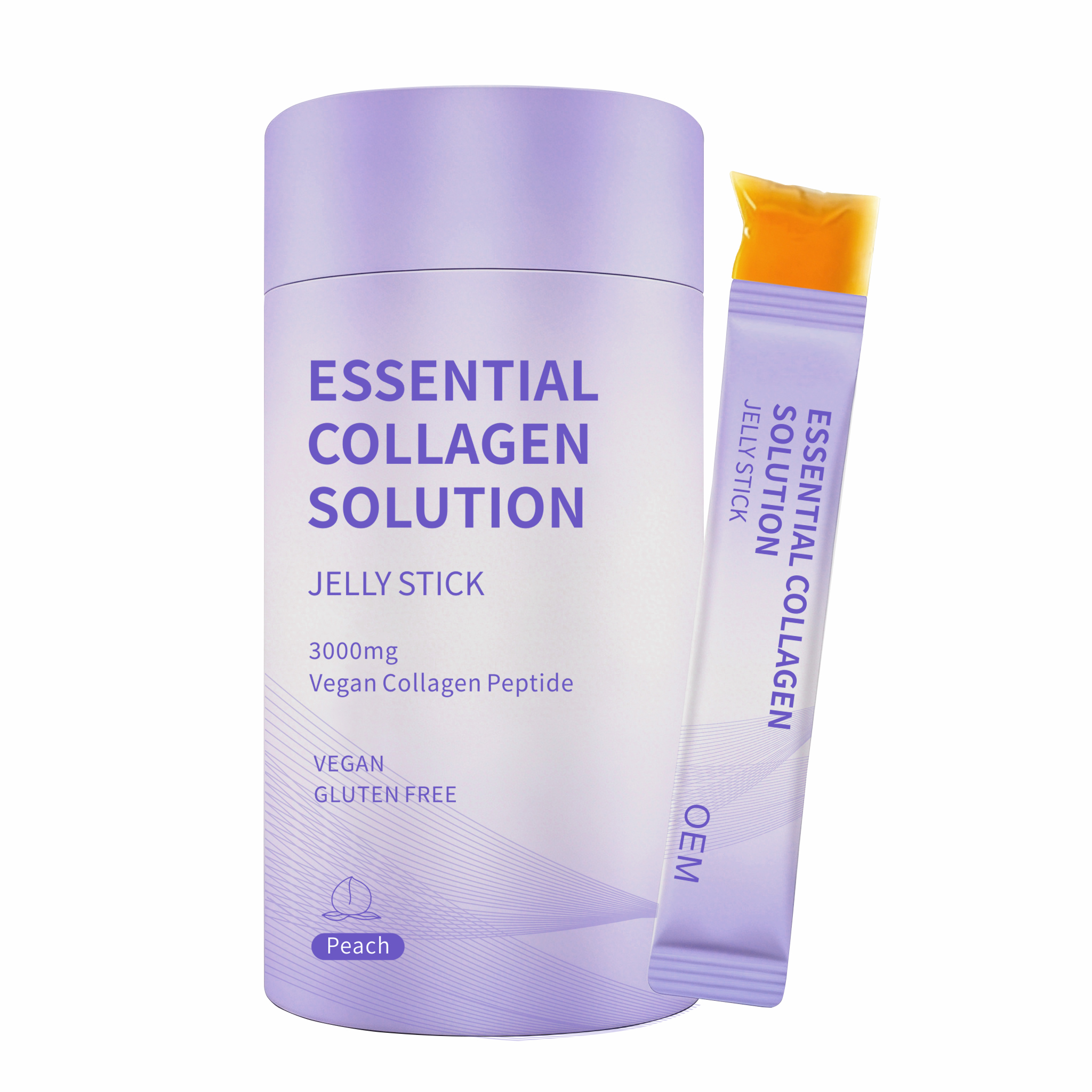 OEM Vegan Collagen Jelly Gel Stick 3000mg - Essential Peach Collagen Peptide for Skin &amp; Joint Support, Gluten Free Private Label