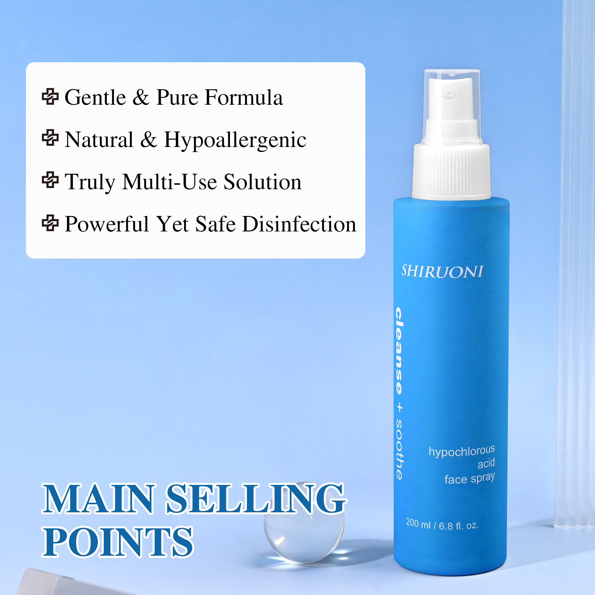 Private Label Organic Mist Hypochlorous Acid Daily Facial Spray Hydrating Calming Repairing Face Skincare Water Toner