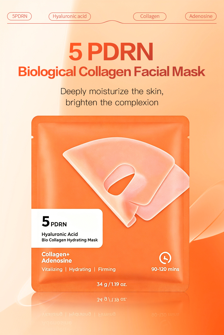Custom 5PDRN Biological Collagen Face Mask Hyaluronic Acid Adenosine Hydrating Plumping Firming Anti-Aging Sheet Mask