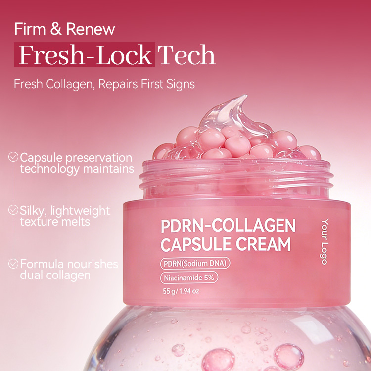 OEM Customized Salmon DNA PDRN Cream with Collagen Gel Niacinamide Vitamin C Peptide for Anti-Aging Moisturizer Korean Skincare