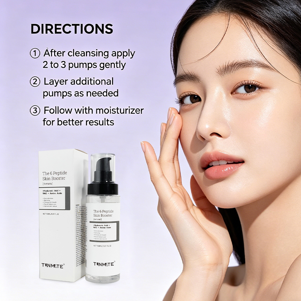 Organic 6 Peptide Skin Booster Whitening Firming Moisturizing Anti-Aging Nourishing Facial Serum Custom