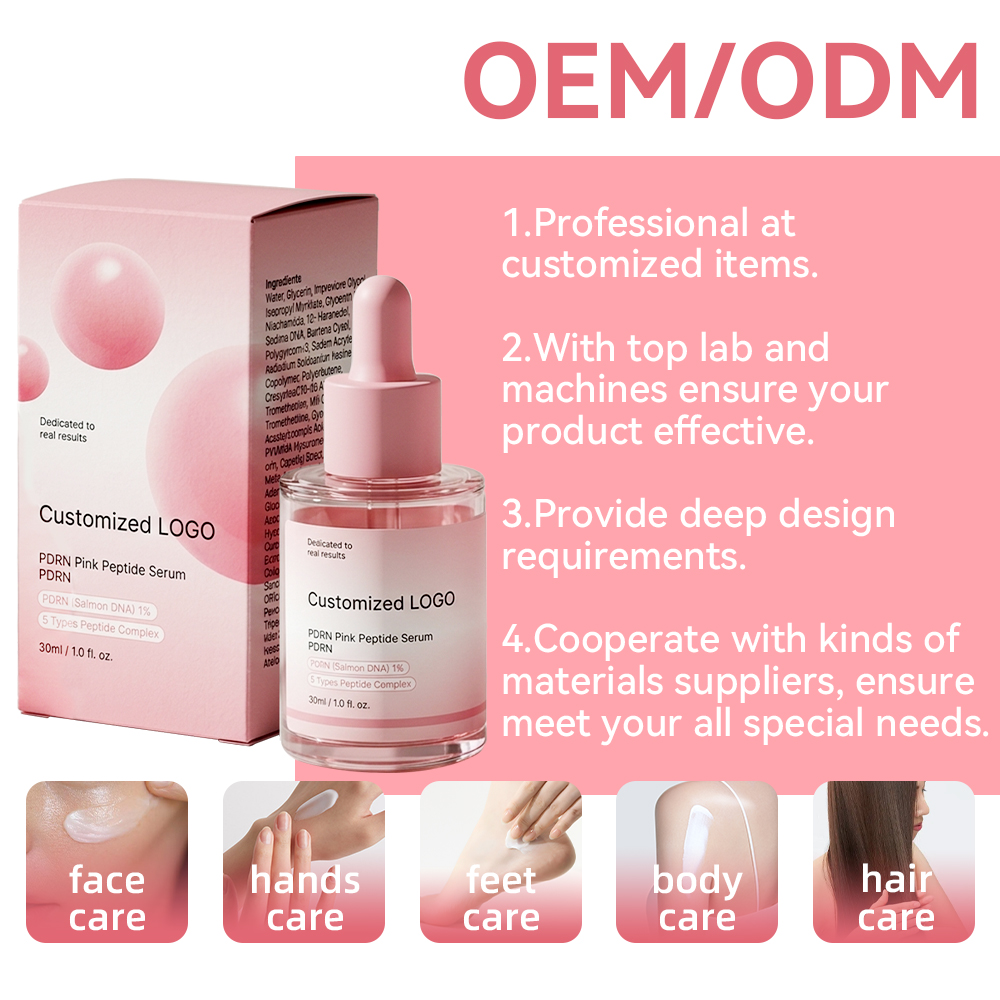 OEM ODM Custom Serum Facial Skin Hydrating Moisturizing PDRN Pink Peptide Serum PDRN (Salmon DNA) 1% 5 Types Peptide